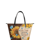"Presence" - Psalm 46:10 Leather Tote Bag
