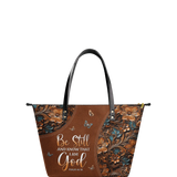 "Stillness" - Psalm 46:10 Leather Tote Bag