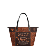 "Believe" - Philippians 4:13 Leather Tote Bag