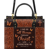 "Believe" - Philippians 4:13 Leather Handbag