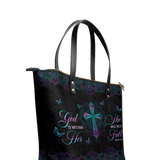 "Unshaken" - Psalm 46:5 Leather Tote Bag