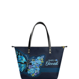 "Blessed" Leather Tote Bag